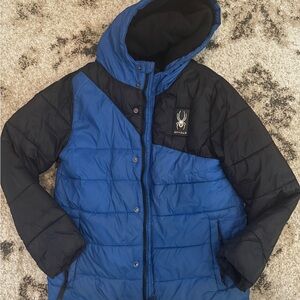 Spyder Kids' Two-Tone Blue and Black Puffer Jacket